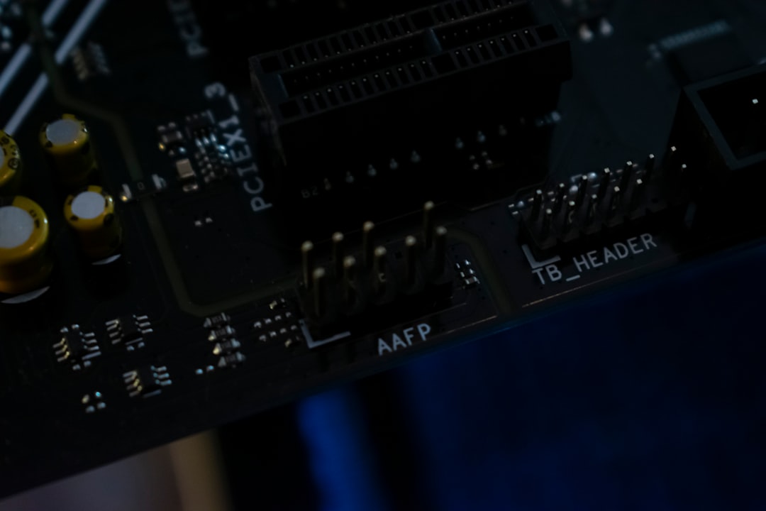 Close-up view of computer motherboard connectors.